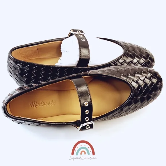 New! Madewell The Remy Mary Jane Woven Leather Flat in Dark Carob