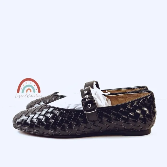 New! Madewell The Remy Mary Jane Woven Leather Flat in Dark Carob