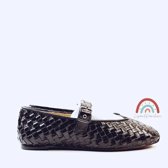 New! Madewell The Remy Mary Jane Woven Leather Flat in Dark Carob