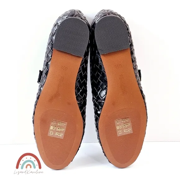 New! Madewell The Remy Mary Jane Woven Leather Flat in Dark Carob