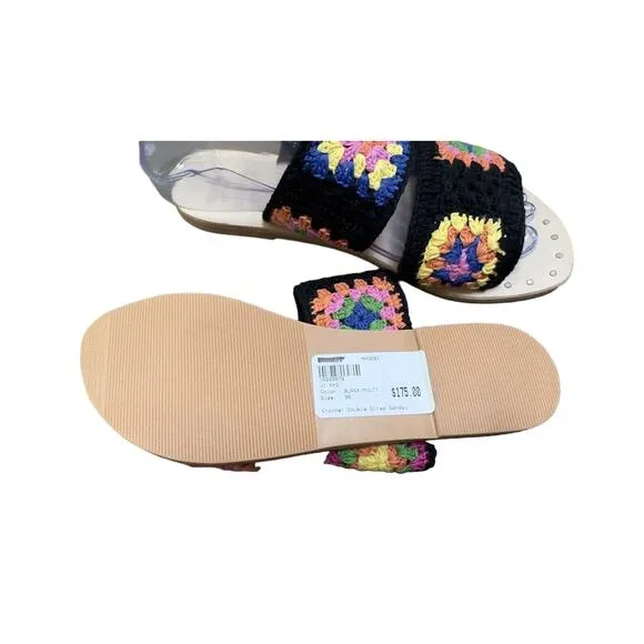 NEW MANEBI Evereve Crochet Double Strap Sandal Flats Slide 36 Ret $175
