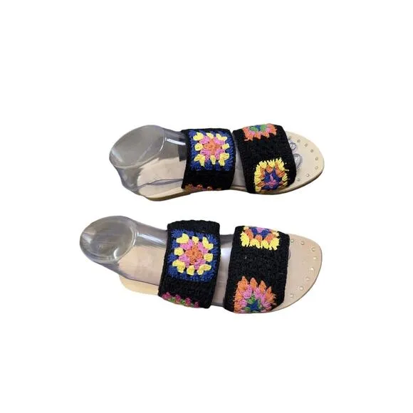 NEW MANEBI Evereve Crochet Double Strap Sandal Flats Slide 36 Ret $175
