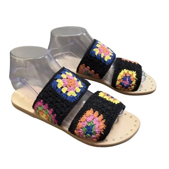 NEW MANEBI Evereve Crochet Double Strap Sandal Flats Slide 36 Ret $175