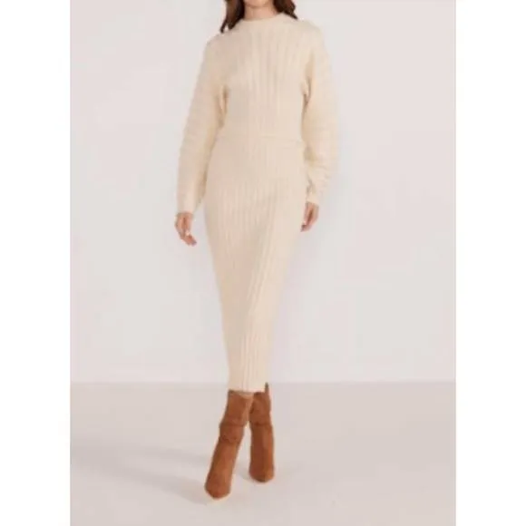NEW MINKPINK layla sculpted rib sweater in winter white