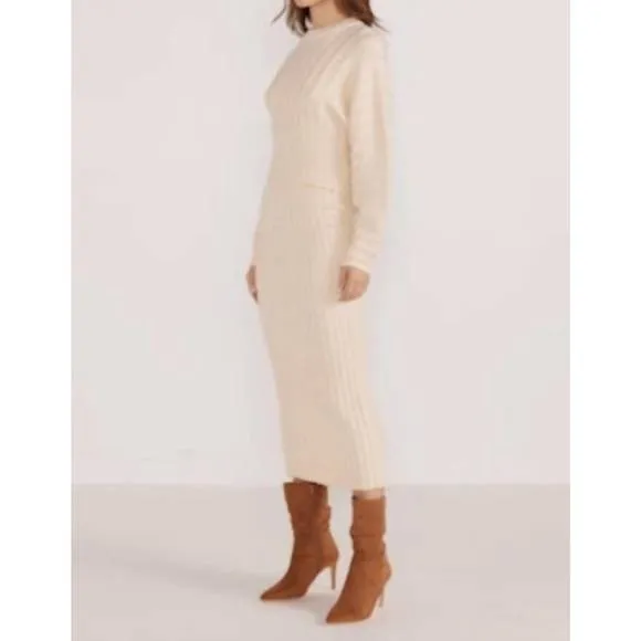 NEW MINKPINK layla sculpted rib sweater in winter white