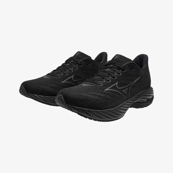 NEW MIZUNO men's wave rider 28 sneakers in black/quiet shade