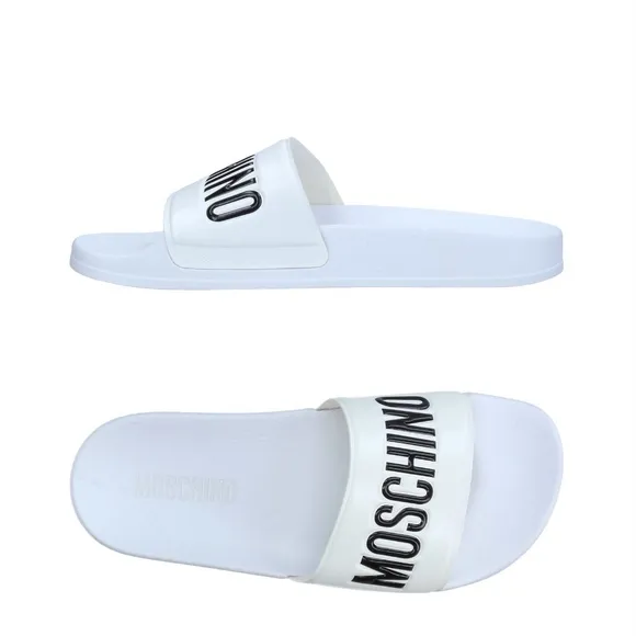 New Moschino Logo Sandals White