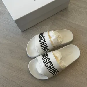 New Moschino Logo Sandals White