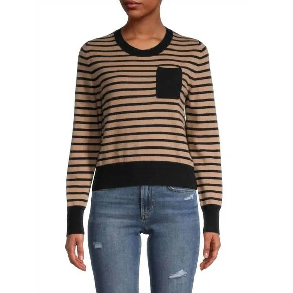 NEW NAADAM two-tone cashmere crewneck sweater in black combo