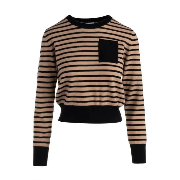 NEW NAADAM two-tone cashmere crewneck sweater in black combo