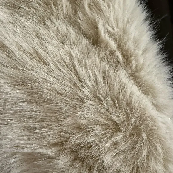 New nasty gal Luxurious Brown faux Leather Coat with Cream Fur Trim Sz 6 US