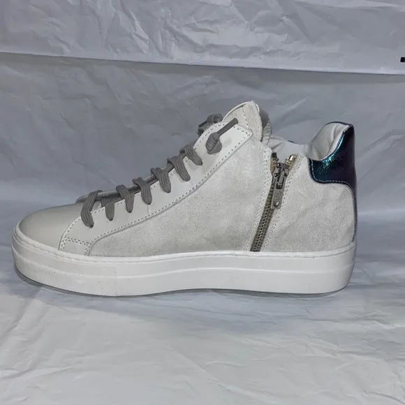 NEW P448 Thea Mid Cloud Sneakers Size 7-7.5 Mid Top Round Toe Side-Zip Grey