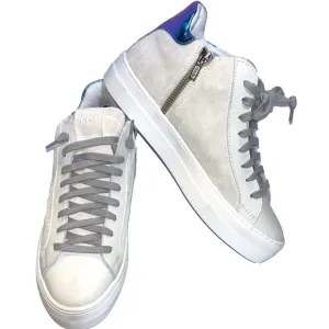 NEW P448 Thea Mid Cloud Sneakers Size 7-7.5 Mid Top Round Toe Side-Zip Grey
