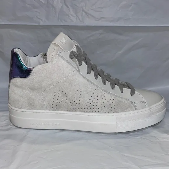 NEW P448 Thea Mid Cloud Sneakers Size 7-7.5 Mid Top Round Toe Side-Zip Grey