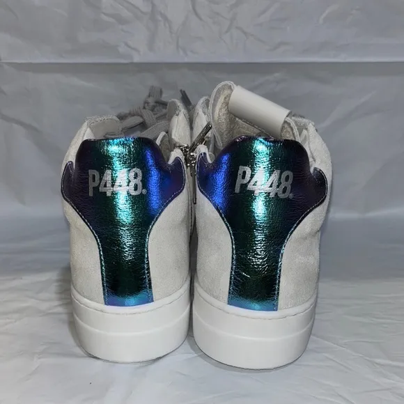 NEW P448 Thea Mid Cloud Sneakers Size 7-7.5 Mid Top Round Toe Side-Zip Grey