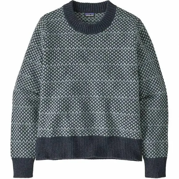 NEW PATAGONIA recycled wool-blend crewneck sweater in thermal blue