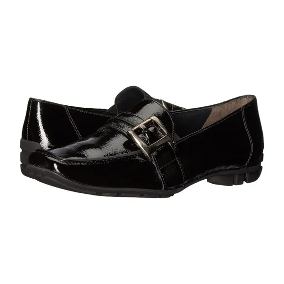 New Paul Green The Neutron loafers in crinkle black patent leather Size 5.5