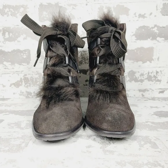 NEW Pedro Garcia Wilmette Brown Leather Furry and Suede Booties H660