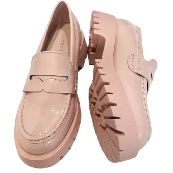 New Penny Platform Loafers Lug Sole Slip-on Patent Blush