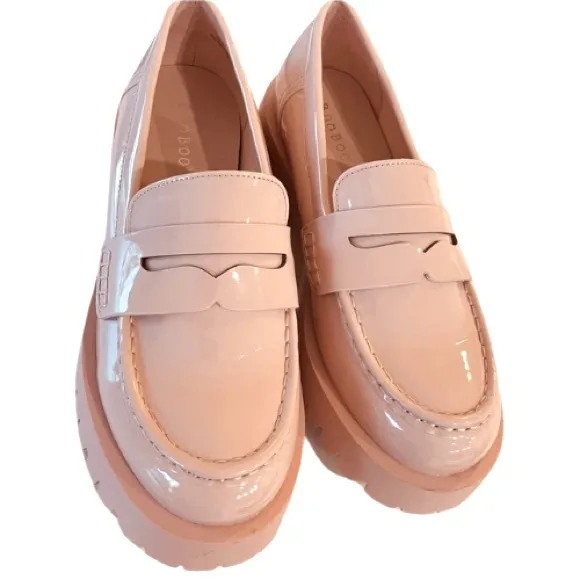 New Penny Platform Loafers Lug Sole Slip-on Patent Blush
