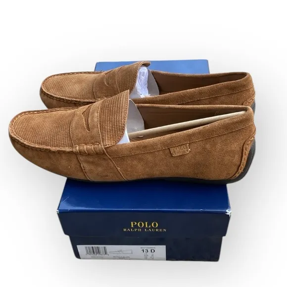 New Polo Ralph Lauren Brown Suede Driver Loafers Size 13 Men