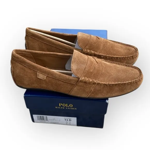New Polo Ralph Lauren Brown Suede Driver Loafers Size 13 Men
