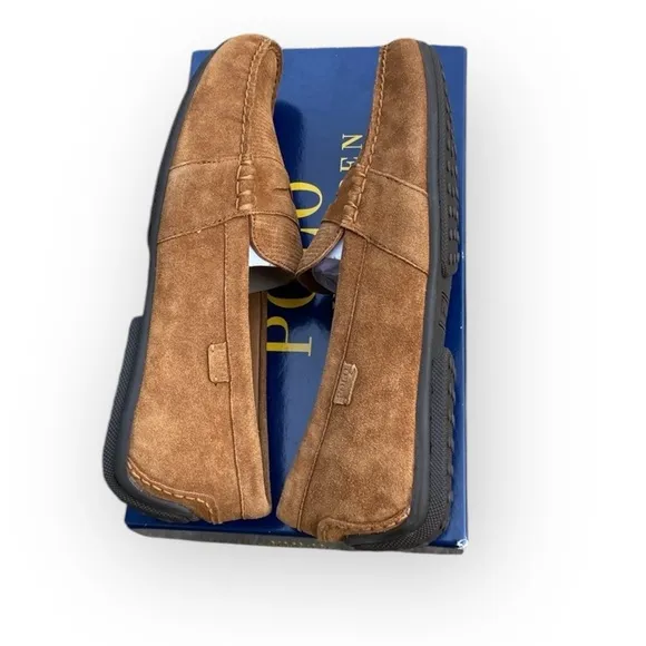 New Polo Ralph Lauren Brown Suede Driver Loafers Size 13 Men