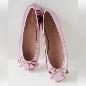 New Pretty Ballerinas x Free People Twyla Reflection 7 Pink Shiny Leather Ballet