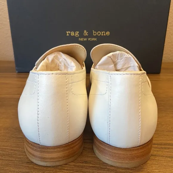NEW! rag &amp; bone AMBER LOAFER 10/40 Ivory White Black Leather Oxfords Flats Shoes