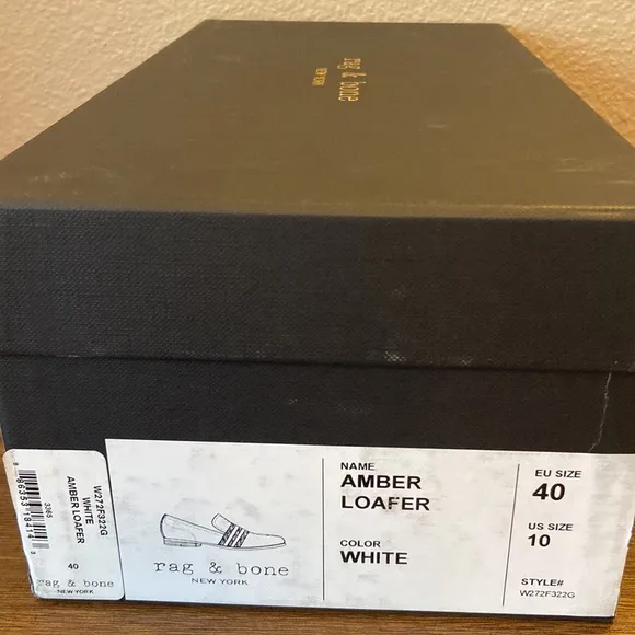 NEW! rag &amp; bone AMBER LOAFER 10/40 Ivory White Black Leather Oxfords Flats Shoes