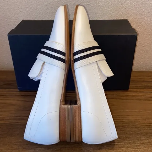 NEW! rag &amp; bone AMBER LOAFER 10/40 Ivory White Black Leather Oxfords Flats Shoes