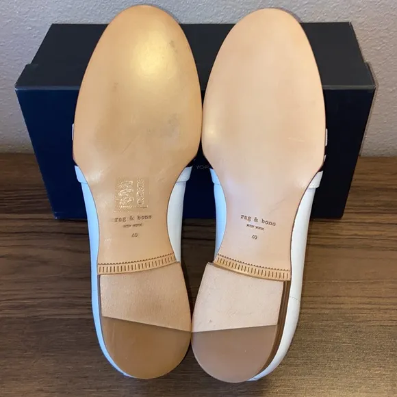 NEW! rag &amp; bone AMBER LOAFER 10/40 Ivory White Black Leather Oxfords Flats Shoes
