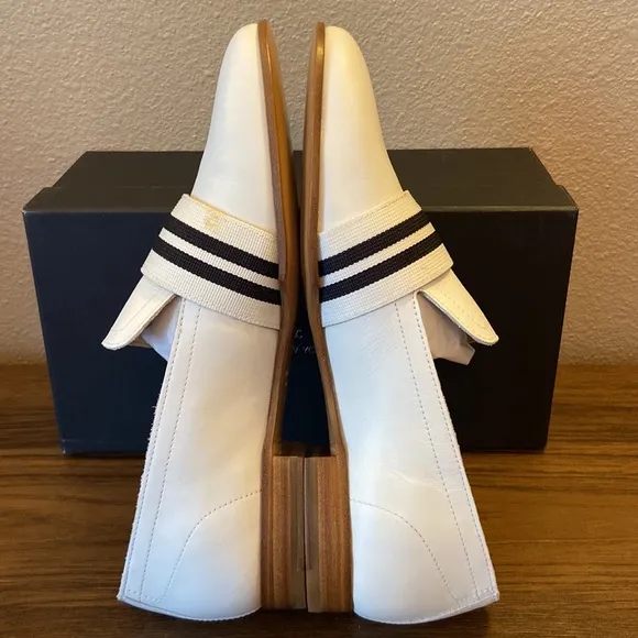 NEW! rag &amp; bone AMBER LOAFER 10/40 Ivory White Black Leather Oxfords Flats Shoes