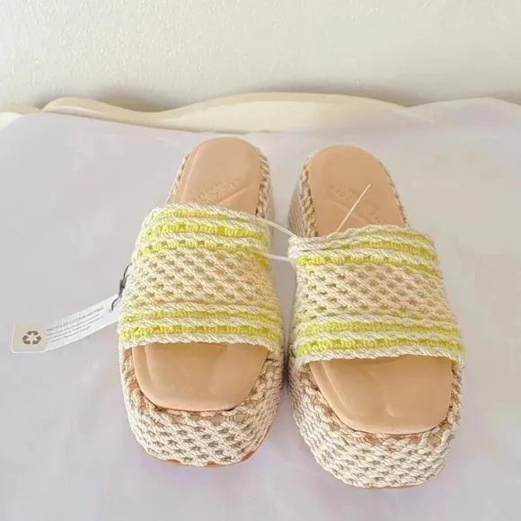 New Rag &amp; Bone Logan Platform Chunky Slide Crochet Platform Sandal Slides