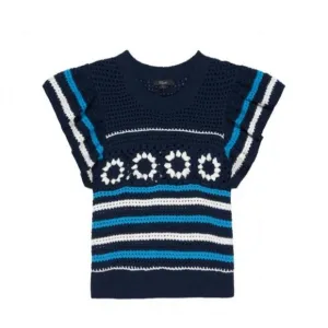 NEW RAILS penelope top in navy sky crochet