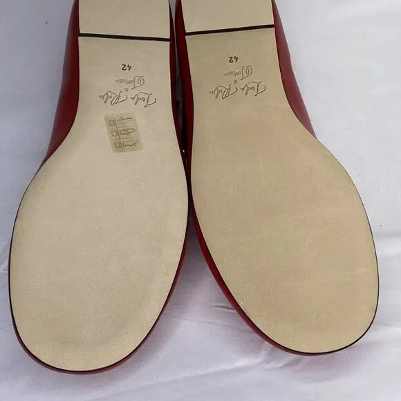 NEW SCAROSSO Women’s Linda Ballerina Flats Red Size 12 T-Strap Round Toe Italian