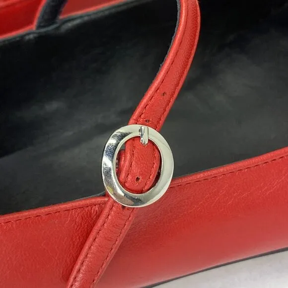NEW SCAROSSO Women’s Linda Ballerina Flats Red Size 12 T-Strap Round Toe Italian