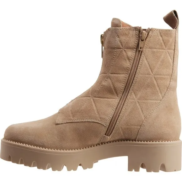 NEW SHOECOLATE Made in India Quilted Zip Boots - Suede For Women 463sn