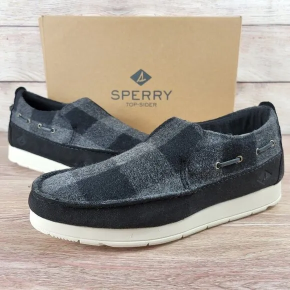 NEW Sperry Wool‎ Buffalo Plaid Loafers Men's Size 9 Slip On Comfort Moc Shoes