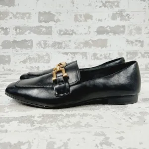 New Steve Madden Ryann Black Leather Square Toe Slip On Loafers i523