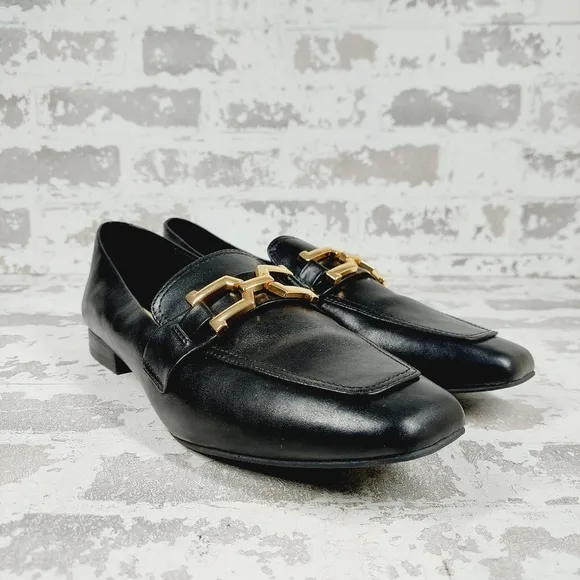 New Steve Madden Ryann Black Leather Square Toe Slip On Loafers i523