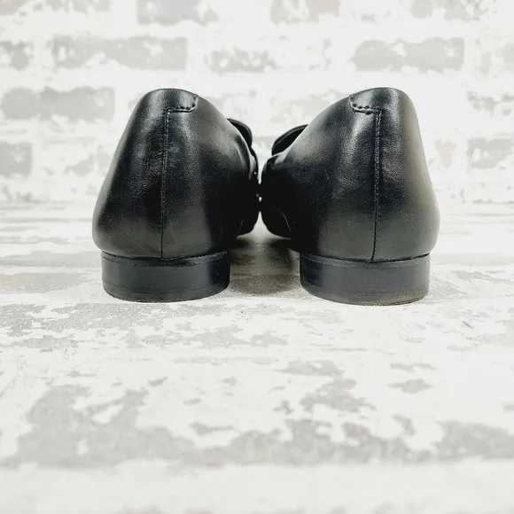 New Steve Madden Ryann Black Leather Square Toe Slip On Loafers i523