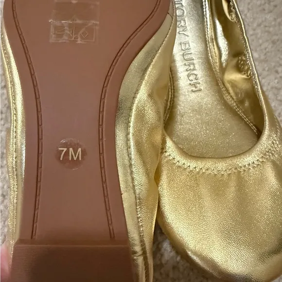 New! Tory Burch Gold Eddie Ballet Flats - 7