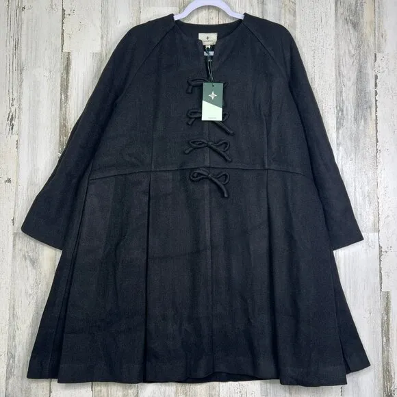 NEW! Tuckernuck Blair Bow Coat Dress In Black‎ Womens Plus Size 2XL w Pockets