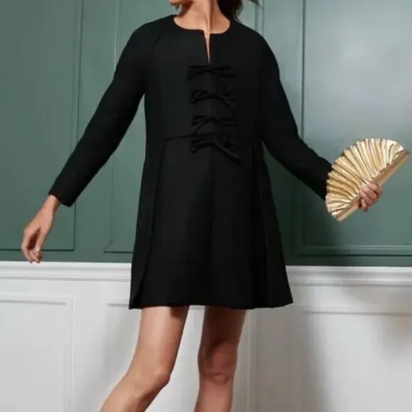 NEW! Tuckernuck Blair Bow Coat Dress In Black‎ Womens Plus Size 2XL w Pockets