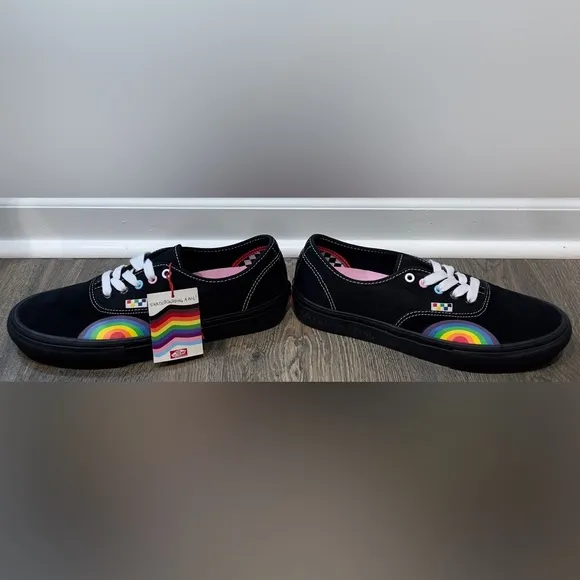 NEW Vans Authentic Pride Black/Rainbow Suede Canvas, M10/W11.5, LGBTQIA 