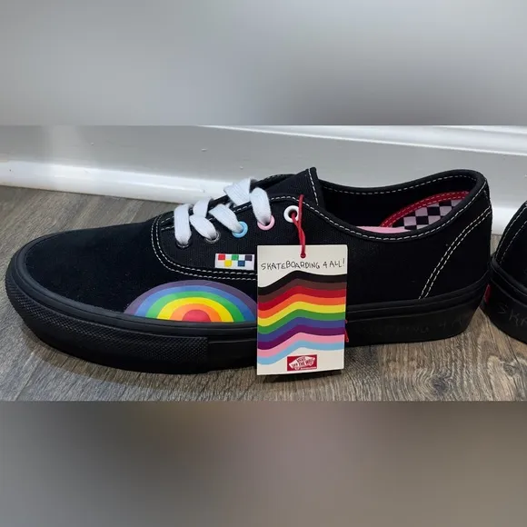 NEW Vans Authentic Pride Black/Rainbow Suede Canvas, M10/W11.5, LGBTQIA 