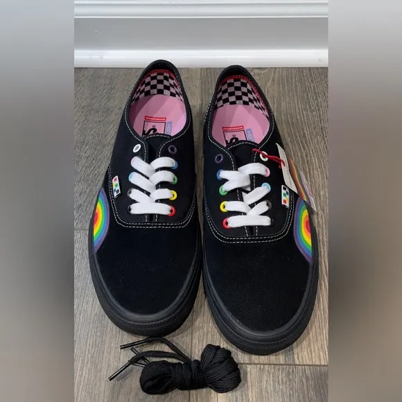 NEW Vans Authentic Pride Black/Rainbow Suede Canvas, M10/W11.5, LGBTQIA 