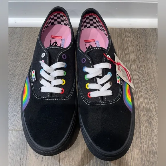 NEW Vans Authentic Pride Black/Rainbow Suede Canvas, M10/W11.5, LGBTQIA 