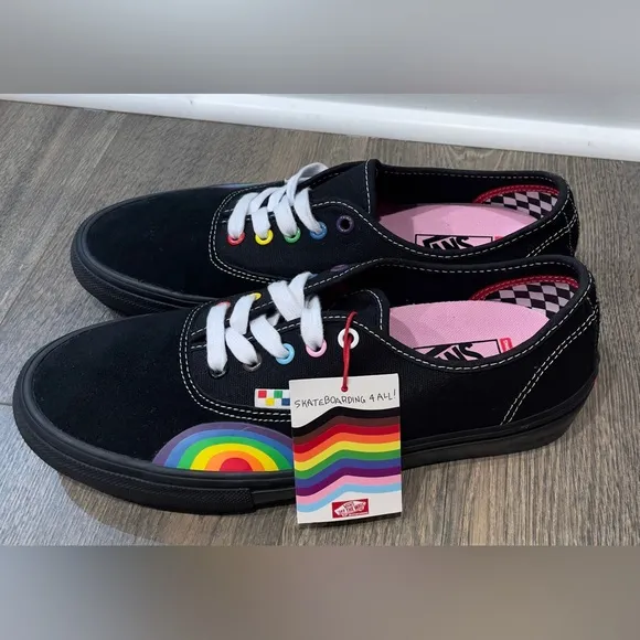 NEW Vans Authentic Pride Black/Rainbow Suede Canvas, M10/W11.5, LGBTQIA 